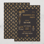 Invitation Art Déco Noir & Or 1920 (Devant / Derrière)