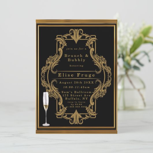 Invitation Art Deco Noir Or Royal Brunch & Bubbly (Debout devant)