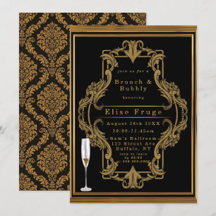 Invitation Art Deco Noir Or Royal Brunch & Bubbly
