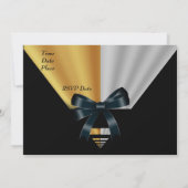 Invitation Art Déco Noir Ruban Doré (Dos)