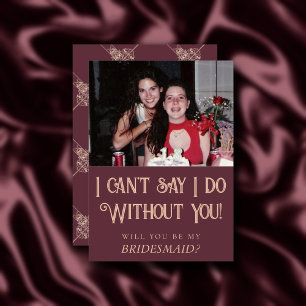 Invitation Art déco Nouveau Burgundy Blush Maid of Honor