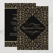 Invitation Art Déco Nouveau Dentelle Damas Golden Calligraphi (Devant / Derrière)