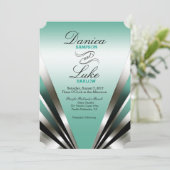 Invitation Art déco Nouveau fascinant épousant la sarcelle (Debout devant)