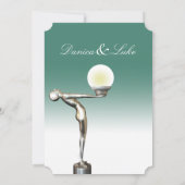 Invitation Art déco Nouveau fascinant épousant la sarcelle (Dos)