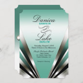 Invitation Art déco Nouveau fascinant épousant la sarcelle (Devant / Derrière)