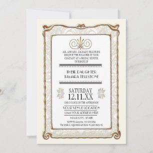 Invitation Art Déco Nouveau Gatsby Style Or en dentelle Look