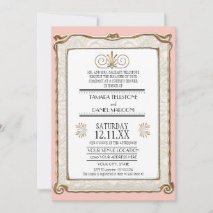Invitation Art Déco Nouveau Gatsby Style Or en dentelle Look