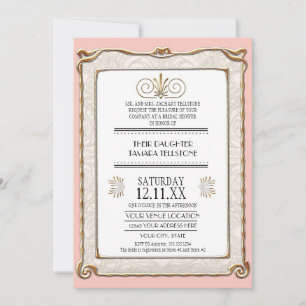 Invitation Art Déco Nouveau Gatsby Style Or en dentelle Look