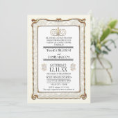 Invitation Art Déco Nouveau Gatsby Style Or en dentelle Look (Debout devant)