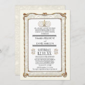Invitation Art Déco Nouveau Gatsby Style Or en dentelle Look (Devant / Derrière)