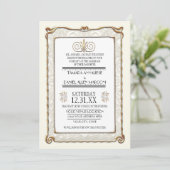 Invitation Art Déco Nouveau Gatsby Style Or en dentelle Look (Debout devant)