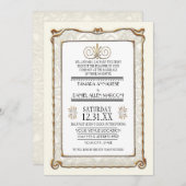 Invitation Art Déco Nouveau Gatsby Style Or en dentelle Look (Devant / Derrière)