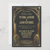 Invitation Art Déco Nouveau Mariage Gold & Black Mariage (Devant)