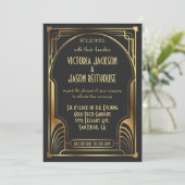 Invitation Art Déco Nouveau Mariage Gold & Black Mariage (Debout devant)