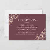 Invitation Art déco Nouveau | Réception or Rose Bourgogne (Devant)
