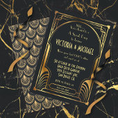 Invitation Art Déco Nouveau Speak Easy Party Gold & Black