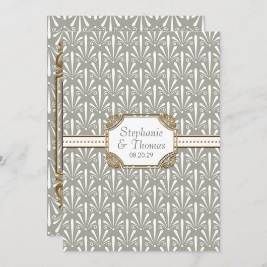 Invitation Art Déco Nouveau Ventilateur moderne Shell Motif (Devant / Derrière)