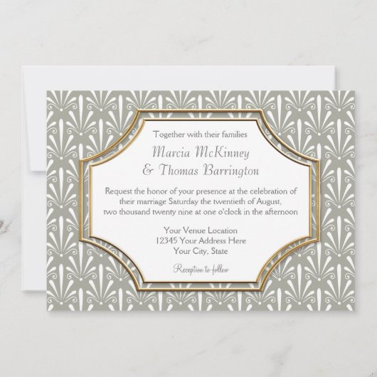 Invitation Art Déco Nouveau Ventilateur moderne Shell Motif (Dos)