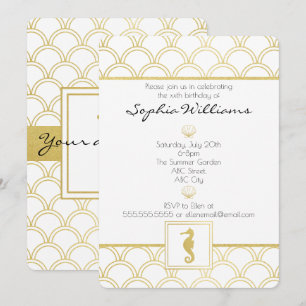 Invitation Art Déco Ocean Wave Gold Parties scintillant Seaho
