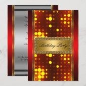 Invitation Art Déco Or Argent Feu Rouge (Devant / Derrière)