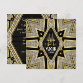 Invitation Art Déco Or Diamant Mariage (Devant / Derrière)