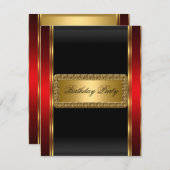 Invitation Art Déco Or Noir et Rouge (Devant / Derrière)
