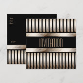 Invitation Art Déco Or Noir Sépia (Devant / Derrière)