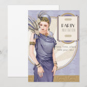 Invitation Art Déco Party avec votre texte (Devant / Derrière)