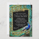 Invitation Art Déco Peacock Glam Old Hollywood Regency<br><div class="desc">Parties scintillant dorée très glamour, cadre Art Déco avec plumes de paon collé et paons. Un merveilleux mélange de style ancien et de design graphique moderne audacieux et coloré. IMPORTANT : Il s'agit d'une image imprimée à plat, il n'y a pas d'éléments de parties scintillant métallique or. PALETTE DE COULEUR :...</div>