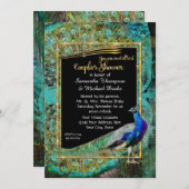 Invitation Art Déco Peacock Glam Vieux Hollywood Couples Douc (Devant / Derrière)