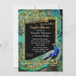 Invitation Art Déco Peacock Glam Vieux Hollywood Couples Douc<br><div class="desc">Invitation de la fête de Fêtes des mariées du couple correspondant. Parties scintillant dorée très glamour, cadre Art Déco avec plumes de paon collé et paons. Un merveilleux mélange de style ancien et de design graphique moderne audacieux et coloré. IMPORTANT : Il s'agit d'une image imprimée à plat, il n'y a...</div>