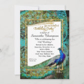 Invitation Art Déco Peacock Gold Parties scintillant Hollywoo (Devant)