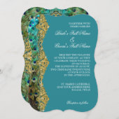 Invitation Art Déco Peacock Gold Parties scintillant Old Holl (Devant / Derrière)