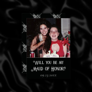 Invitation Art déco   Photo de la fête de la mariée noire et 