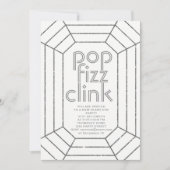 Invitation Art Déco pop fizz clink fête du Nouvel An (Devant)