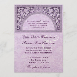 Invitation Art déco pourpre épousant le papier métallique