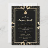 Invitation Art Déco professionnel Black & Gold Business Event (Devant)
