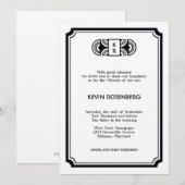 Invitation Art déco rétro Hollywood en feutre noir (Devant / Derrière)