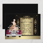 Invitation Art déco Roaring 20's Birthday Party (Devant / Derrière)