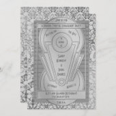 Invitation Art déco Roaring des années 2000 Silver Engagement (Devant / Derrière)