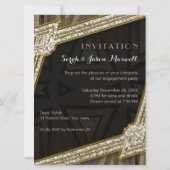 Invitation Art Déco Romantique Rustique Or Fiançailles (Dos)