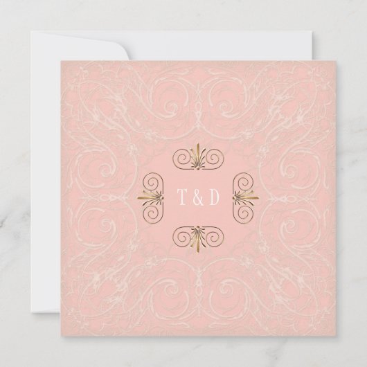 Invitation Art Déco Rose Or Nouveau Gatsby Mariage élégant (Dos)