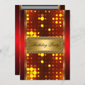 Invitation Art Déco Rouge Feu Argent Or (Devant / Derrière)