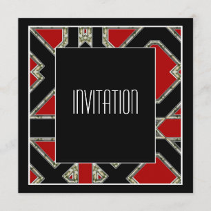 Invitation Art Déco Rouge Noir