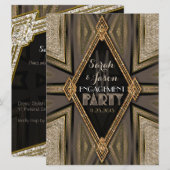 Invitation Art Déco Rustique Romance Or Engagement (Devant / Derrière)