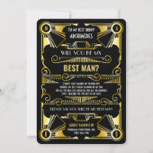 Invitation Art Déco Seras-tu mon témoin Or & Noir (Devant)