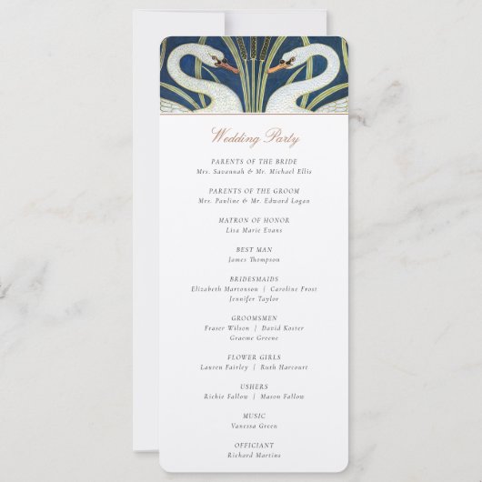 Invitation Art Déco Swan Mariage Cérémonie (Dos)