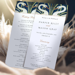 Invitation Art Déco Swan Mariage Cérémonie