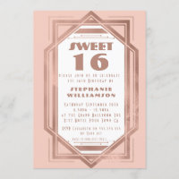 Art Déco Sweet 16 Rose Gold et Blush Pink Gatsby