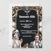 Invitation Art déco The Great Gatsby Flapper girl man années  (Devant)